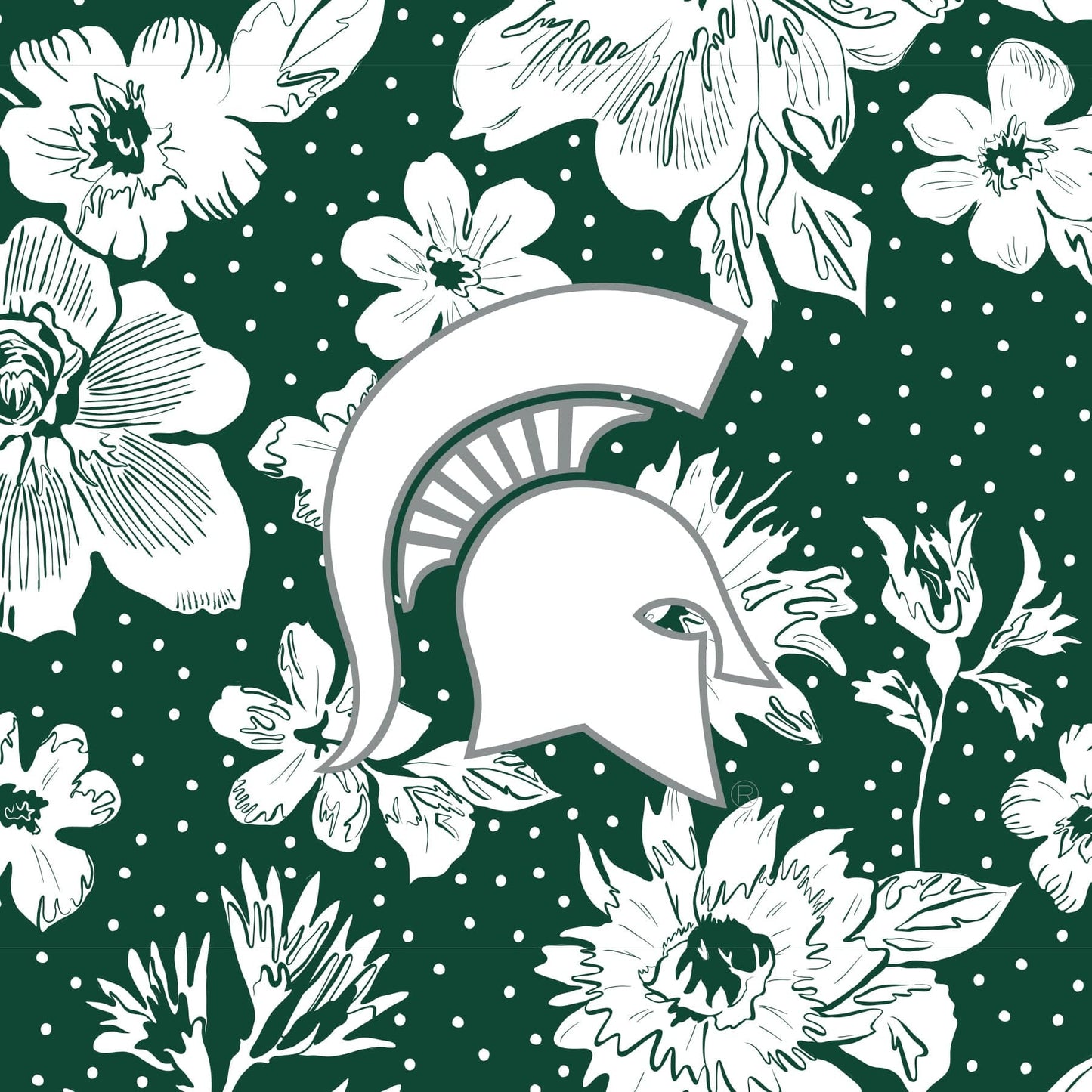 Tervis 24oz Wide Mouth Bottle-Dk Green/White Rain Garden with Michigan State University-Image 2-Vera Bradley