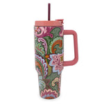 Stainless Steel XL Tumbler w/Handle-Leaf Me Not Paisley-Image 1-Vera Bradley