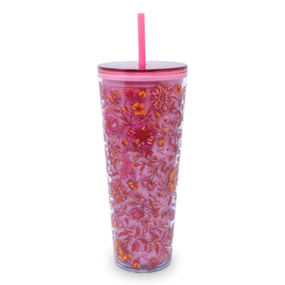 Tumbler with Straw-Flourishing Garden-Image 1-Vera Bradley